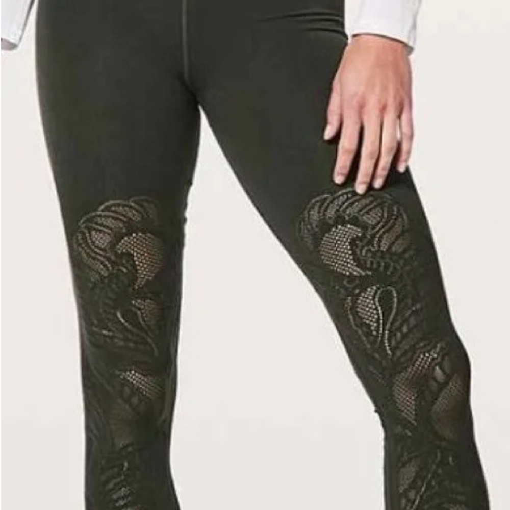 lululemon athletica Black Lace-Insert Leggings